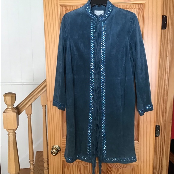 Via Accenti Jackets & Blazers - VIA ACCENTI SUEDE FRINGE BLINGY DUSTER JACKET 16W